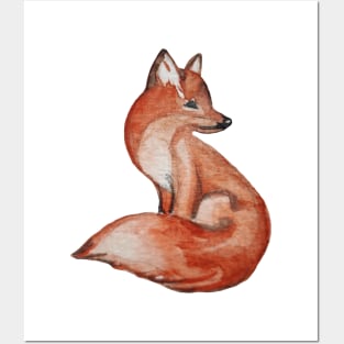 Fox Watercolor Seamless Pattern Posters and Art